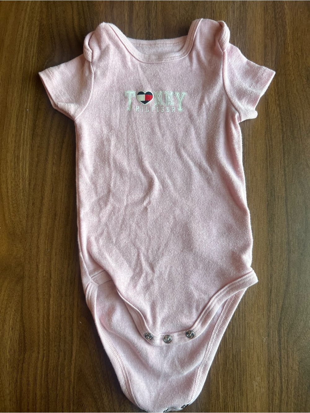 Tommy Hilfiger Light Pink Baby Bodysuit with Embroidered Logo